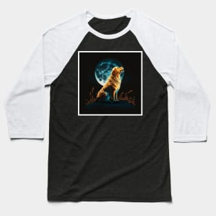 Golden Retriever Dog, Howling, Moon, Night Sky Baseball T-Shirt